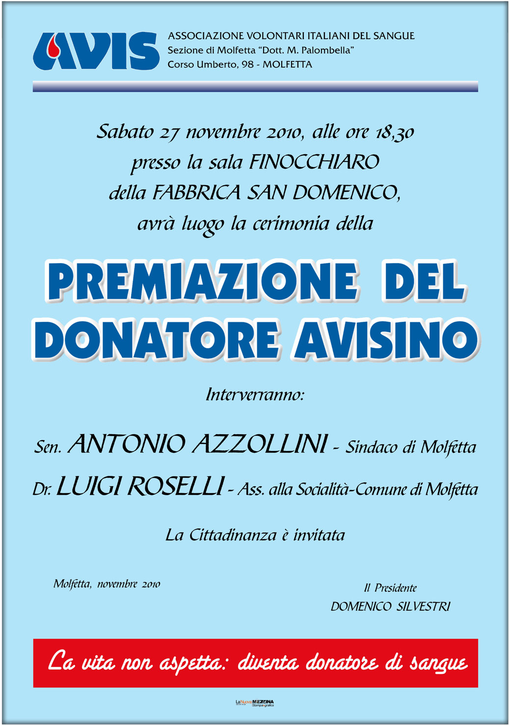 Avis Molfetta: premiazione del donatore